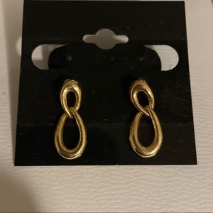 EUC gold interlocking small ring earrings with stud backs